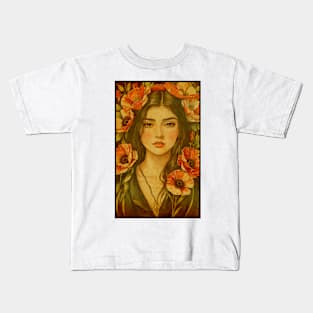 Vintage Girl with Roses Kids T-Shirt